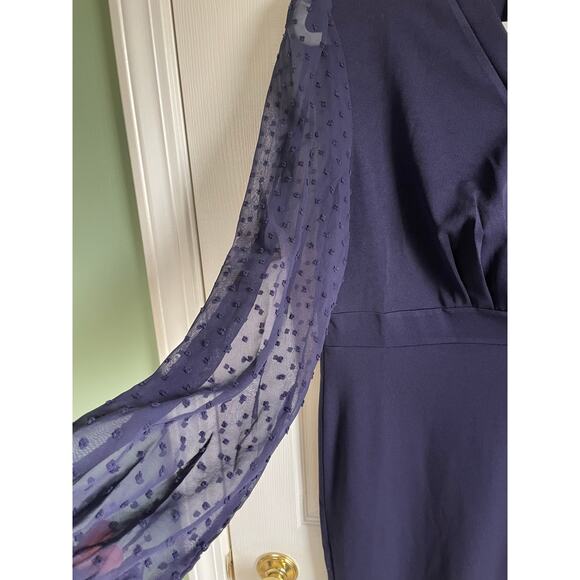 Grace Karin Dress Size L Clip Dot Long Sleeves Surplice Bodice V-Neck Stretch - Picture 3 of 9